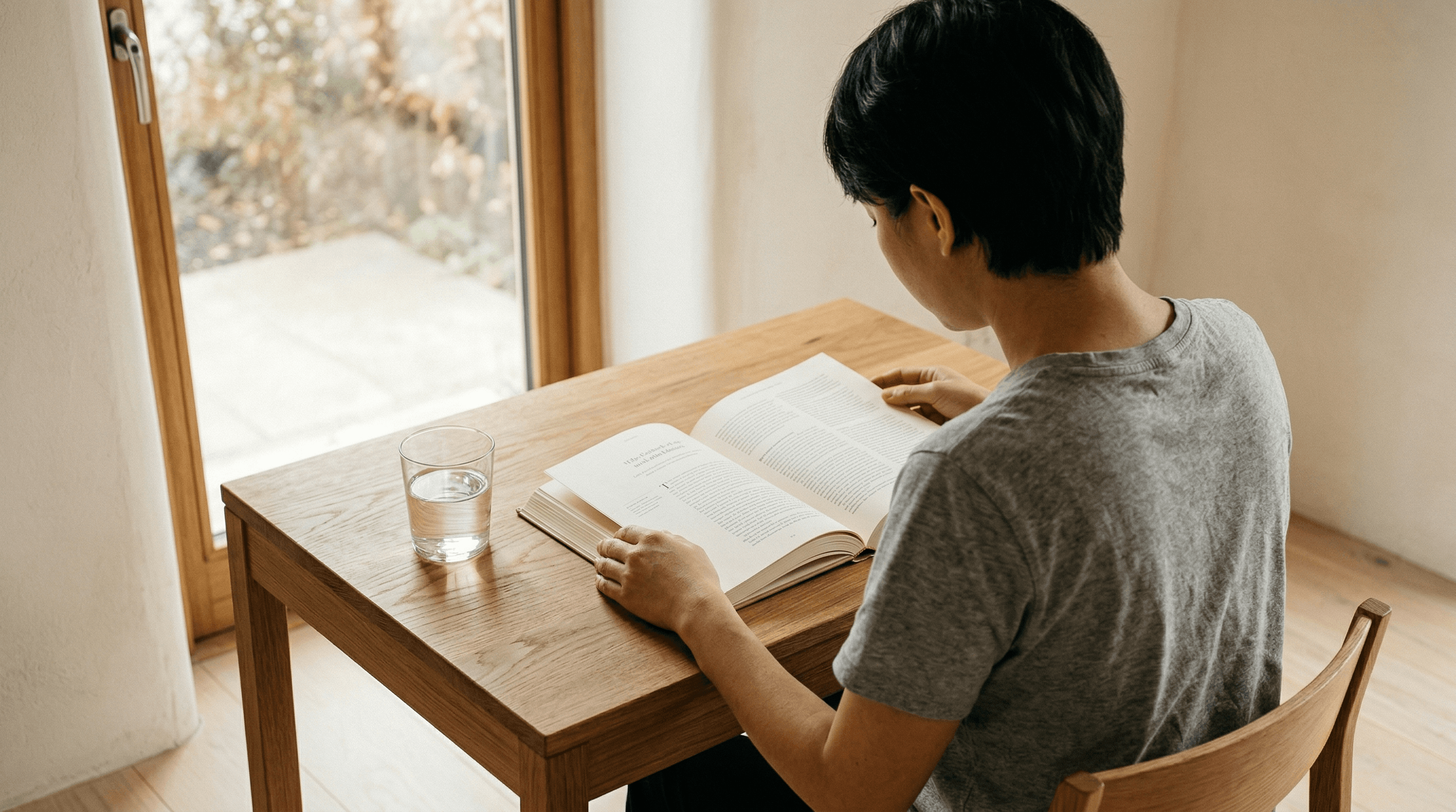 Person reading about peptide research